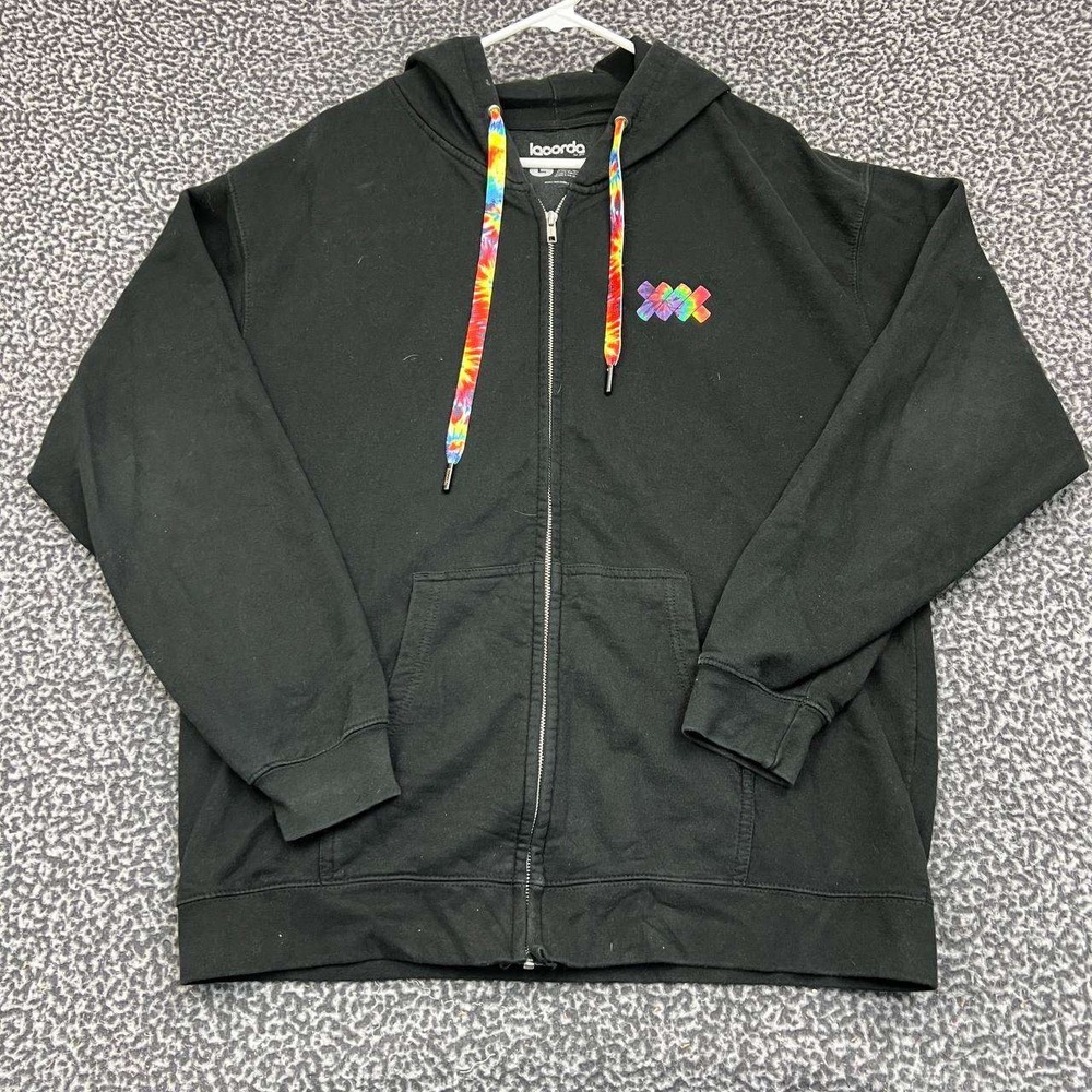 Lacorda Hoodie Men Large Black Full Zip Drawstring Long Sleeve Pocket L